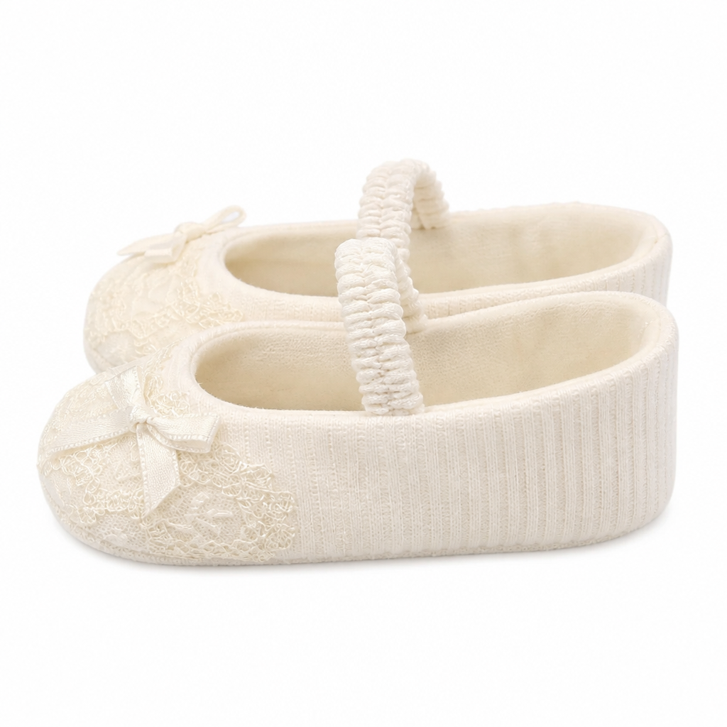 COLORICHIARI Scarpine Baby Organza-Pizzo Bianco Latte Autunno-Inverno