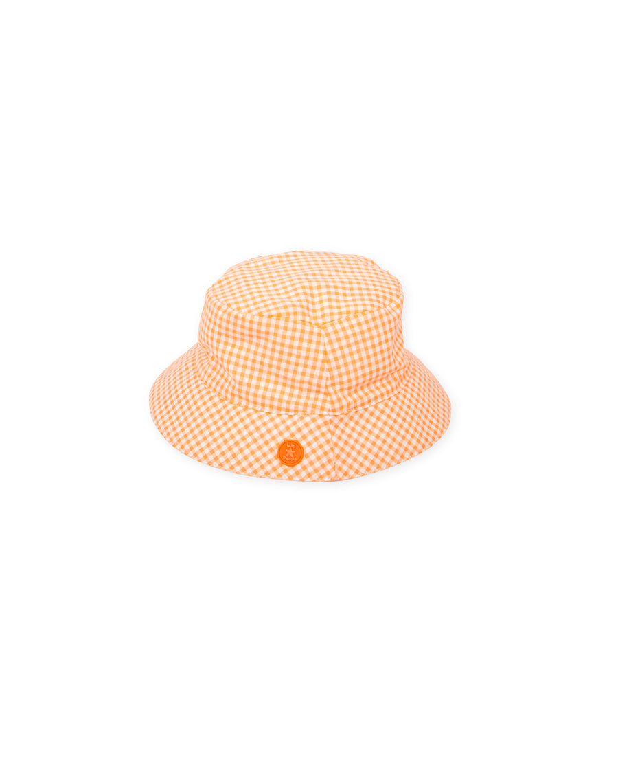 TUTTO PICCOLO Cappello Fantasia Double Face Vichy-Stelle Marine Arancio Primavera-Estate