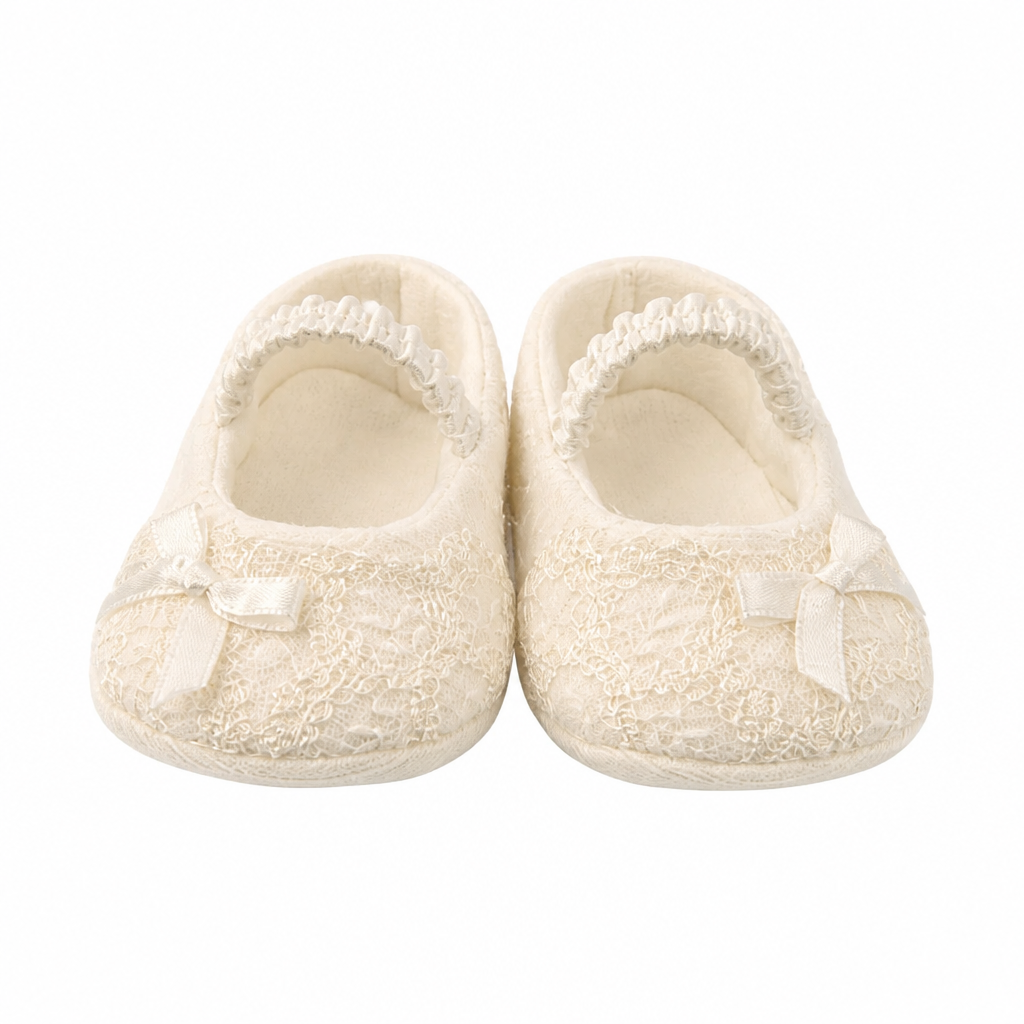 COLORICHIARI Scarpine Baby Organza-Pizzo Bianco Latte Autunno-Inverno