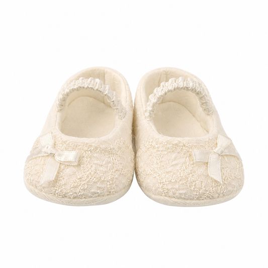 COLORICHIARI Scarpine Baby Organza-Pizzo Bianco Latte Autunno-Inverno