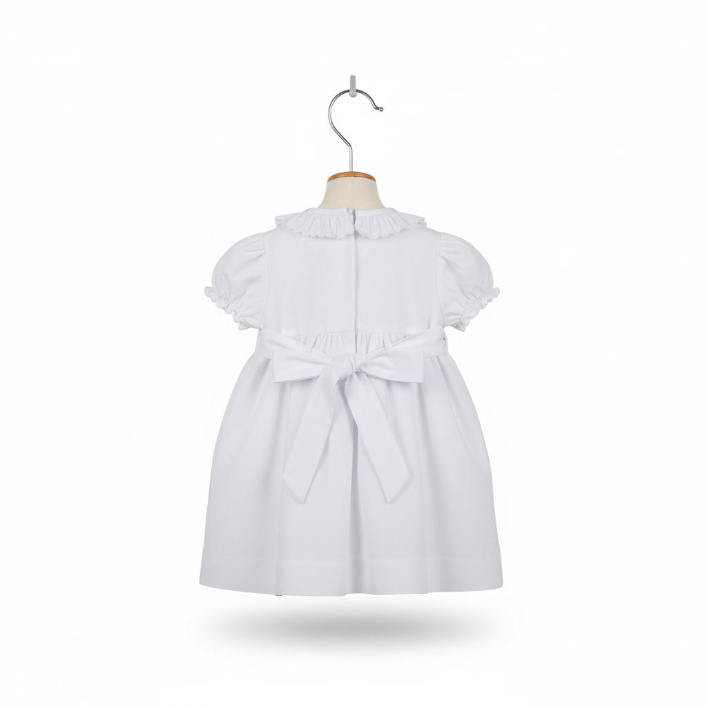 MALVI & CO. Isi Baby Vestito + Coulotte Cerimonia Voile con Smock Bianco Primavera-Estate