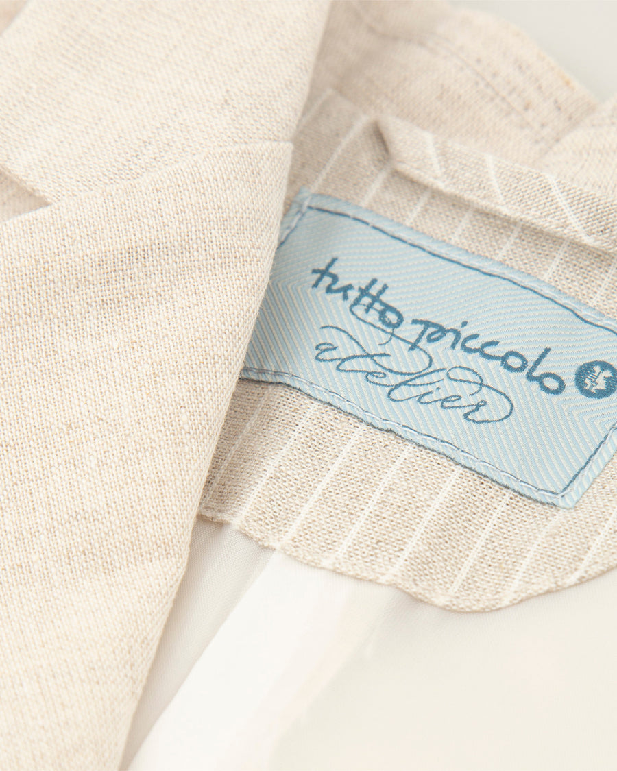 TUTTO PICCOLO Completo Cerimonia 4 Pezzi Giacca+Camicia+Papillon+Pantalone Panna-Sabbia Primavera-Estate