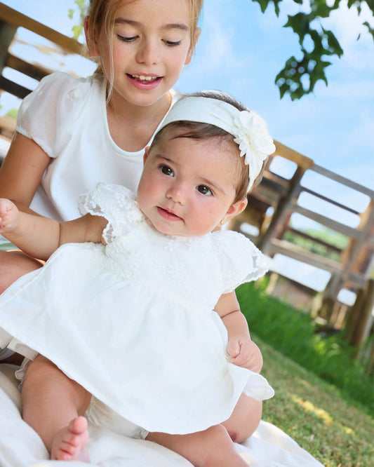 TUTTO PICCOLO Vestito Cerimonia Baby con Coulotte Panna Primavera-Estate