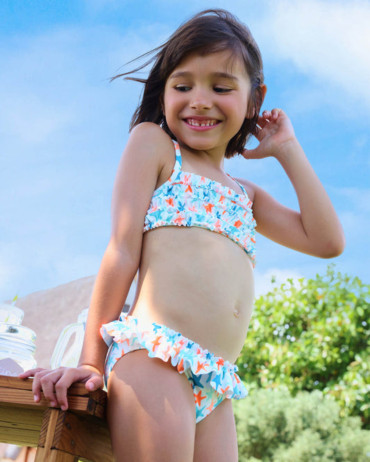 TUTTO PICCOLO Costume Bikini Fantasia Stelle Marine Turchese-Arancio Primavera-Estate