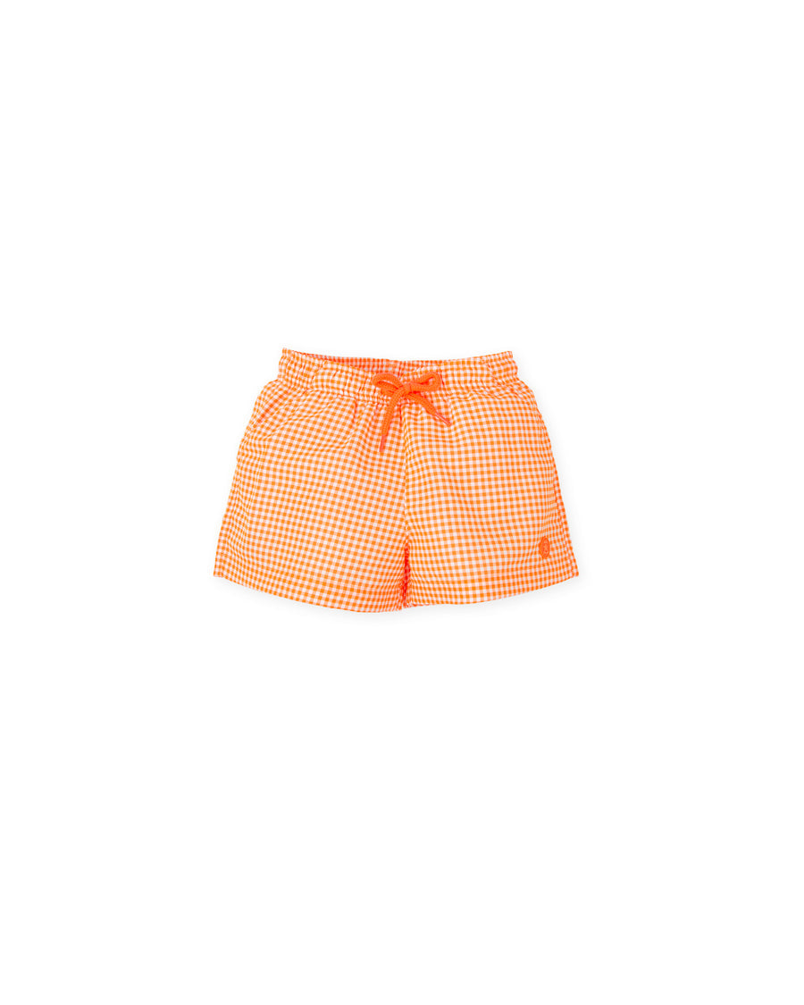 TUTTO PICCOLO Costume Boxer Fantasia Vichy Arancio-Bianco Primavera-Estate