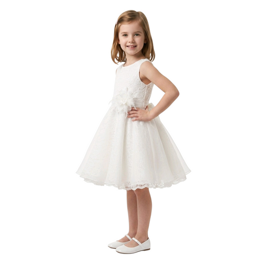 ELSY Couture Abito Cerimonia Girl Pizzo Color Yogurt Primavera-Estate