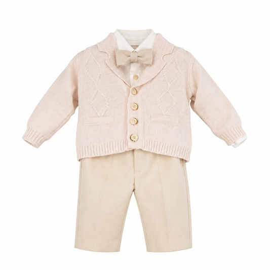 COLORICHIARI Completo Baby 4 Pezzi Cerimonia Panna-Crema Autunno-Inverno