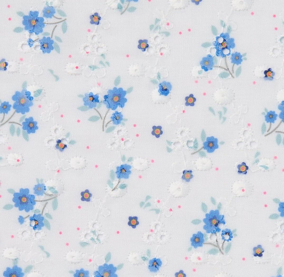 MALVI & CO. Completo 2 Pezzi Top Pizzo Sangallo+Pantalone Palazzo Chambray Indigo