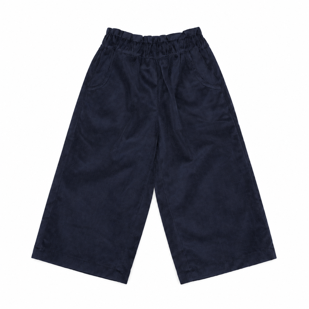MALVI & CO. Pantalone palazzo velluto liscio blu navy  Autunno-Inverno