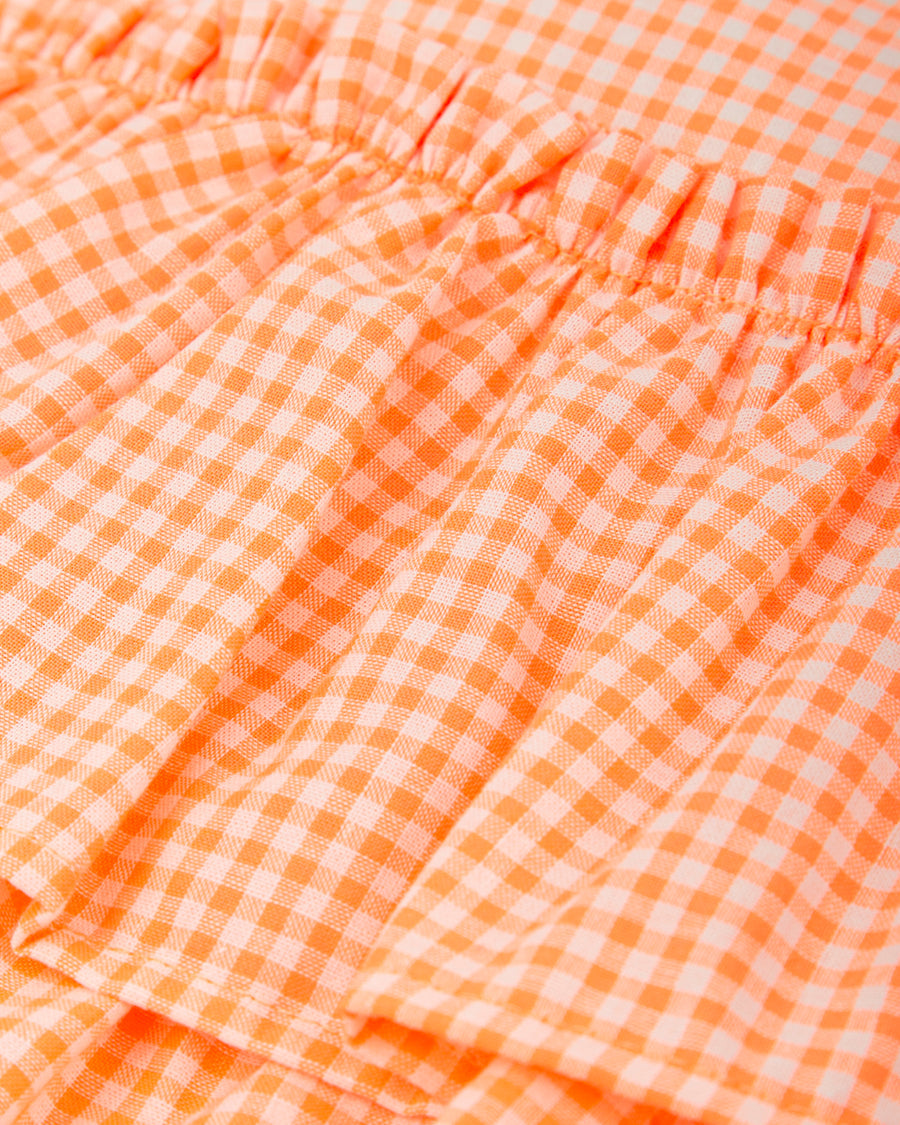 TUTTO PICCOLO Abito Vichy con Volants Arancio-Bianco Primavera-Estate