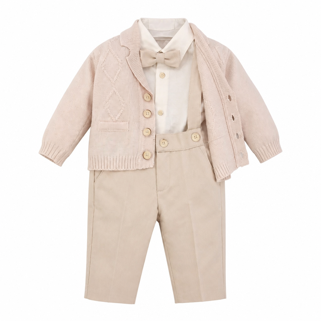COLORICHIARI Completo Baby 4 Pezzi Cerimonia Panna-Crema Autunno-Inverno