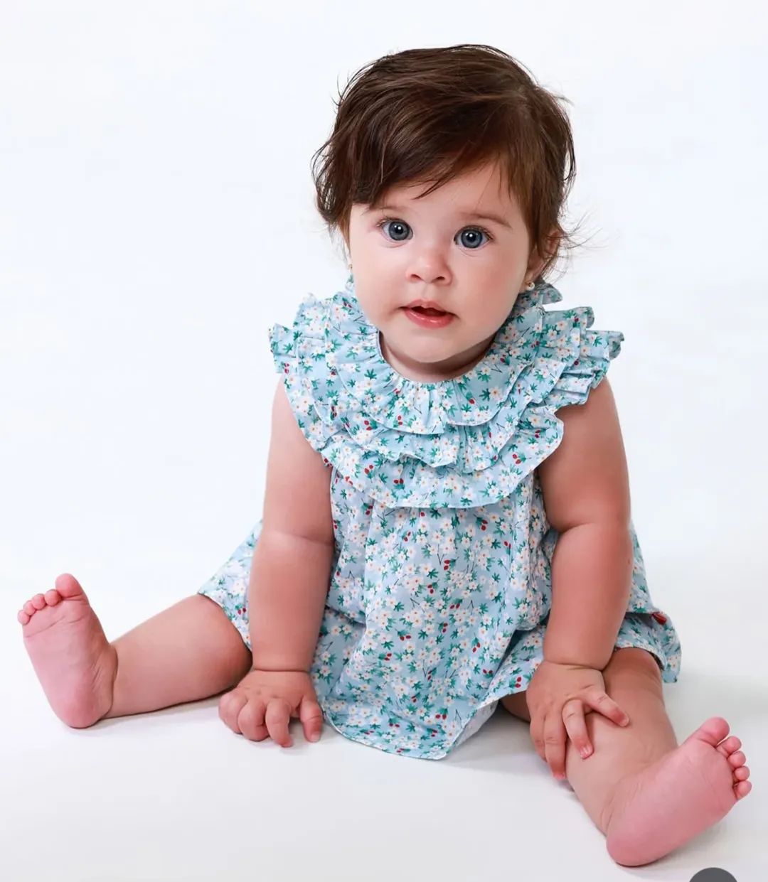 TUTTO PICCOLO Abitino con Coulotte Stampa Fiori Verde-Acqua Primavera-Estate