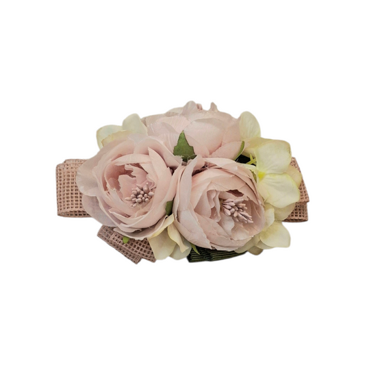 COLORICHIARI Fermaglio Cerimonia con Fiori Rosa-Panna Primavera-Estate