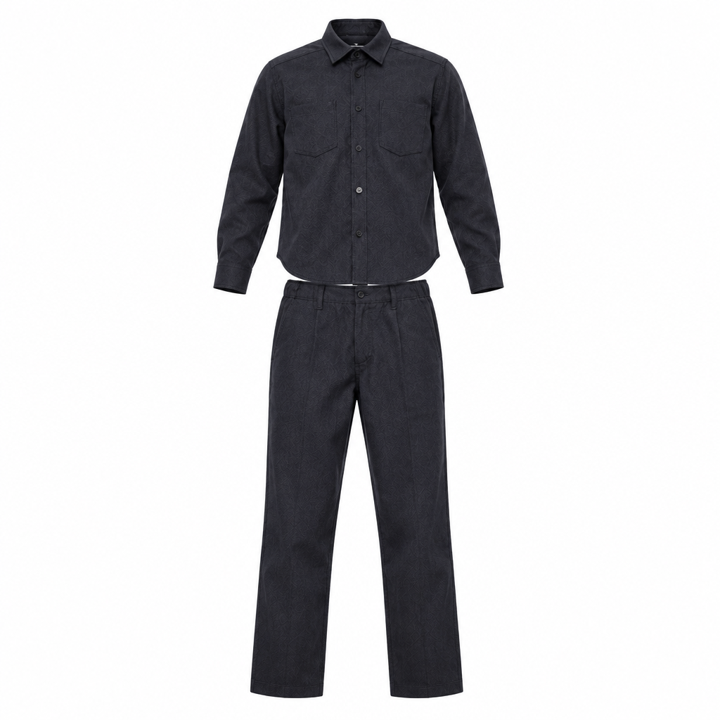 MANUELL & FRANK Completo 2 Pezzi Camicia Giacca + Pantalaccio Blu Autunno-Inverno
