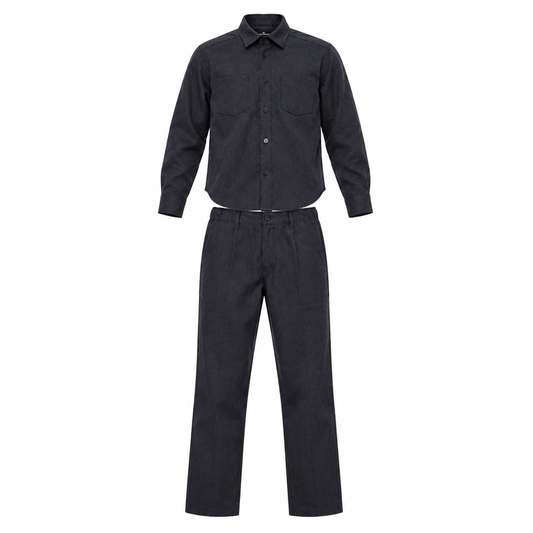 MANUELL & FRANK Completo 2 Pezzi Camicia Giacca + Pantalaccio Blu Autunno-Inverno