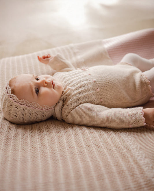 PAZ RODRIGUEZ Pagliaccetto in cotone-cashmere avena-rosa Autunno-Inverno