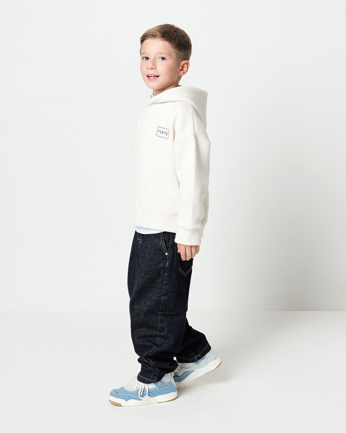 MANUEL RITZ Felpa Cappuccio Loose Boy Latte Autunno-Inverno