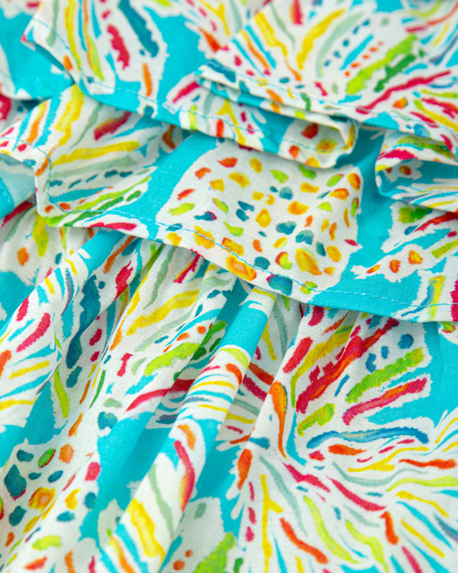 TUTTO PICCOLO Abito Copricostume Cotone Fantasia Ananas Acquamarina Primavera-Estate