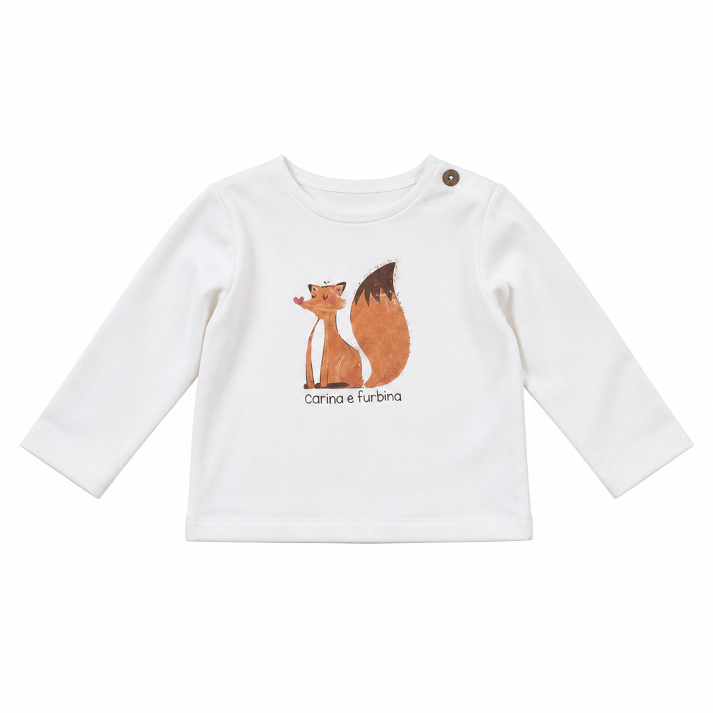 COCCODE' T-Shirt Volpe Panna-Arancione-Fondente Autunno-Inverno