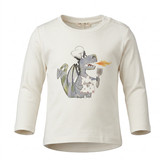 COCCODE' T-Shirt M/L Fantasia Drago Panna-Verde Autunno-Inverno