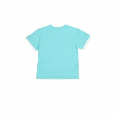 TUTTO PICCOLO Boy White & turquoise Cotton T-shirt
