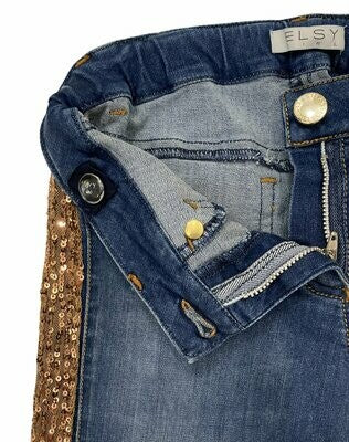 ELSY Jeans  Girl Slim Blu Denim con Paillettes