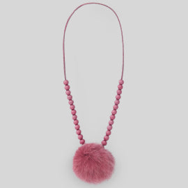 PAZ RODRIGUEZ Strawberry pink pearl and pom pom necklace