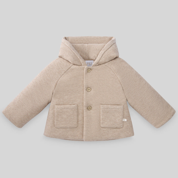 PAZ RODRIGUEZ Beige fleece cotton coat with hood
