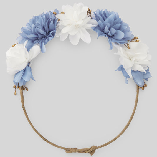 PAZ RODRIGUEZ Coroncina con fiori Azzurro Polvere-Bianco