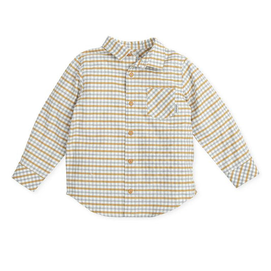 ALL SMALL Grey-cream-mustard checked shirt