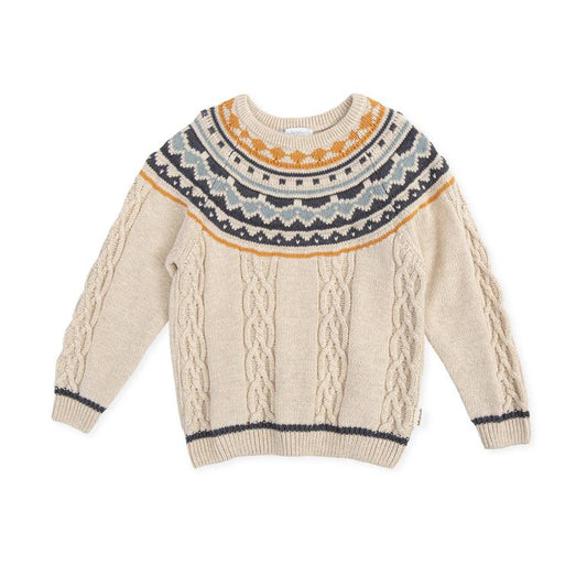 ALL SMALL Sand jacquard pullover