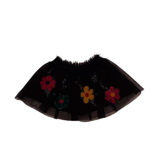 Elsy Baby Black tulle-Short skirt with flowers