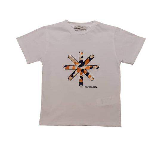 MANUEL RITZ T-shirt Cotone Bianco-arancio