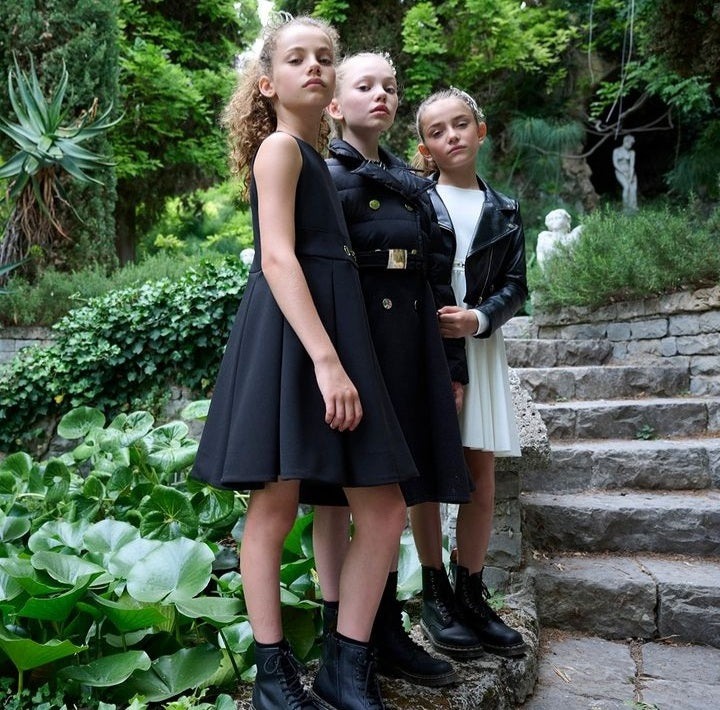 ELSY Girl Piumino Cappotto doppiopetto nero-oro – Scaglione Kids