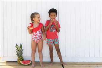 ALL SMALL Pink-Red Watermelon Patterned One-Piece Swimsuit