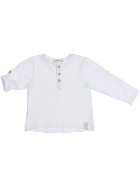 MALVI &amp; CO. Boy's seraph shirt in white jersey with white poplin trim